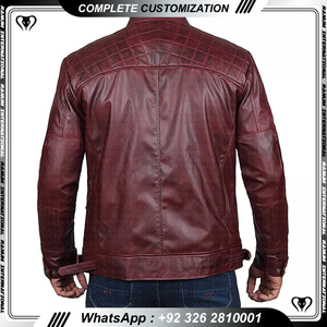 Qualité supérieure Veste décontractée pour homme à col montant coupe ajustée en faux cuir Veste de motard - Product Image 2