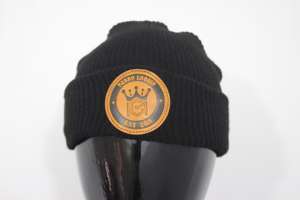 Gorro de mezcla de lana de alta calidad Parche de cuero artificial Impreso digital para la playa y los viajes - Product Image 4