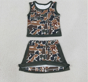 Conjuntos de Ropa Deportiva para Bebés Niñas, Top y Falda Corta con Estampado de Camuflaje Marrón Oscuro del Sur - Product Image 4