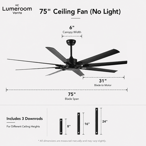USA in Stock 75 Inch Industrial Ceiling Fan No Light with Remote <b>DC</b> <b>Motor</b> Large Outdoor Ceiling Fan for Garage Patio Shop - Product Image 5