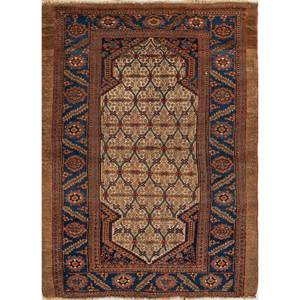 Tapis en laine noué à la main Kiaan Gold Paem-1414 pour salon, grand format, avec motif rectangulaire médaillon pour couloir, idéal pour la prière - Product Image 1