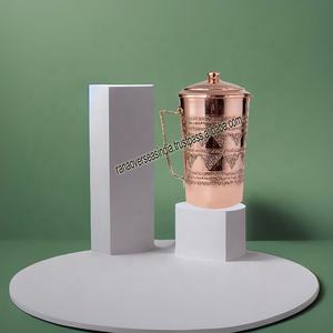 Gran oferta de alta calidad, de cobre puro jarra de agua, jarra de cobre de diseño grabado con tapa para servir agua, Hotel y restaurante - Product Image 3