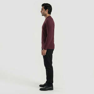 <b>Cloud</b> Slim Fit Casual Maroon Warm Tee Plain Dyed Shirt - Product Image 5