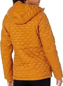 Plain Yellow Double Breasted Zip up <b>Quilted</b> Jacket <b>Hoodie</b> Girls <b>Quilted</b> Jackets Windproof Thick Cotton Filled Customized Logo - Product Image 2