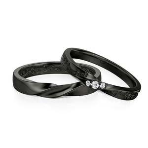 ชุดแหวนคู่เพชรดำสลักลายเกลียวดีไซน์ธรรมชาติจาก Jeulia - Product Image 1