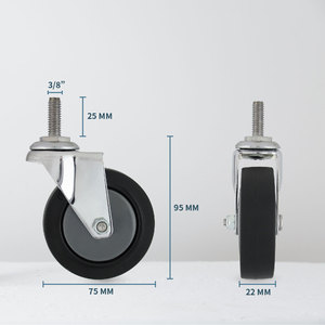 3นิ้วล้อ PU โครเมี่ยม3/8 "สกรูก้านเกลียว - Product Image 2