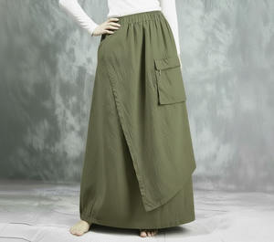 Falda Midi Informal para Mujer, Holgada, con Cintura Elástica, de Poliéster y Elastano - Product Image 1