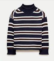 Pull en tricot rayé pour femme FNJIA, pull en tricot pour femme 7GG 100% coton, coupe ample, vêtements décontractés pour l'automne, possibilité de personnalisation OEM en gros
