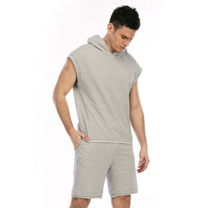 Ensemble court personnalisé pour homme grande taille, 100 % coton, t-shirts col rond, respirant, écologique, streetwear d'été, survêtement - Product Image 4