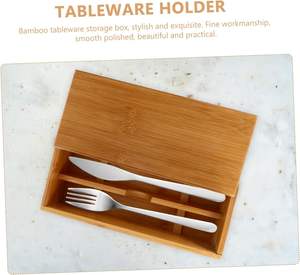 Caja de Cubiertos de Bambú para Servir, Bandeja de Madera Vintage, Paletas de Madera, 1 Unidad - Product Image 3