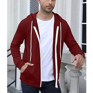 Haute qualité fermeture éclair personnalisé manches longues poche plaquée fermeture éclair complète sweat à capuche sweat pour marque privée tri-mélange à capuche - Product Image 6