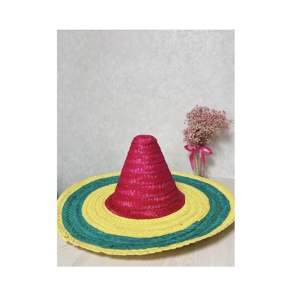 หมวกฟาง Sombrero หลากสีหมวกคาวบอยฤดูร้อนหญ้าทะเลหมวกสำหรับงานเลี้ยงงานแต่งงานตกแต่งและงานฝีมือหวายของขวัญ - Product Image 2