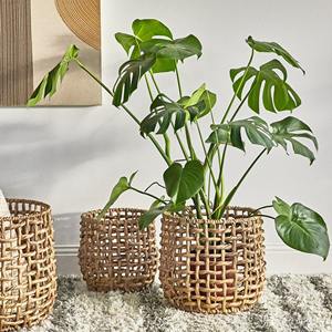 Ensemble de 3 paniers rectangulaires en jacinthe d'eau, style rustique, durables et écologiques, multifonctionnels pour le rangement de vêtements, logo personnalisé - Product Image 4