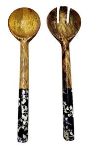 Serveur à salade en bois nouveau design avec poignée en résine design unique Serveur à salade en bois fait main nouveau design au prix de gros - Product Image 6