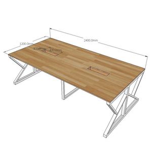 Table de réunion de style industriel BH68028 120x240cm en bois de caoutchouc avec pieds en fer en forme de K, assemblage requis, pour salle de conférence, utilisation hôtelière - Product Image 5