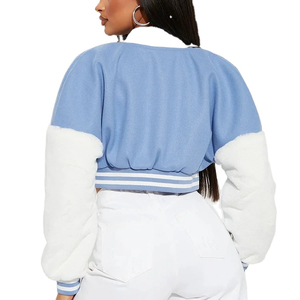 Chaqueta universitaria transpirable tejida de algodón corta personalizada para mujer estilo de béisbol de invierno con técnicas teñidas lisas recortadas al por mayor - Product Image 5