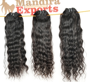 Extensions de cheveux humains ondulés 100 % naturels, non traités, de type Super Wave, provenant de temples indiens, en lots vierges bruts avec cuticules alignées, couleur naturelle - Product Image 4