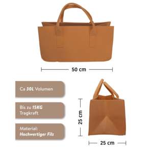 Bolsa de Fieltro Marrón Claro para Transportar Leña, Solución de Almacenamiento Funcional - Product Image 3
