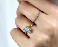 Impresionante Anillo de Plata de Ley 925 con Incrustaciones de Conchas Marinas en Forma de Gota de Agua de 15-25 mm, Certificado por IGI, Estilo Vintage, Hecho a Mano, Joyería de Verano, Gran Oferta