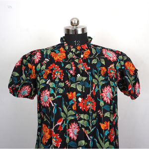 ชุดเดรสผ้าฝ้ายสำหรับฤดูร้อนของผู้หญิงผ้าคอตตอนพิมพ์ลายดอกไม้สวยๆยาวถึงเข่าเป็นมิตรกับสิ่งแวดล้อมซักแห้งระบายอากาศได้ดีตามธรรมชาติ - Product Image 5