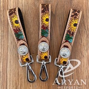 Porte-clés en cuir de vachette fabricant porte-clés en gros porte-clés personnalisé usiné à la main porte-clés promotionnel en cuir véritable femmes porte-clés - Product Image 1