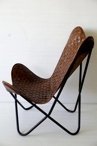 Silla de mariposa de cuero plegable de estilo rústico con asiento de lona para dormitorio, sala de estar o ocio al aire libre - Product Image 2