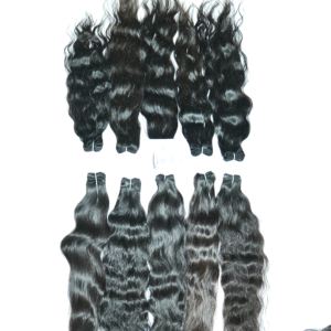 Extensions de cheveux humains vierges indiennes Remy péruviennes à double trame, aspect naturel à 100%, noires, ondulées, 8 pouces, étirées - Product Image 2
