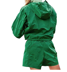 Chaqueta cortavientos de nailon y poliéster con cremallera holgada nueva moda personalizada y conjunto corto de chándal cortavientos para hombre - Product Image 3