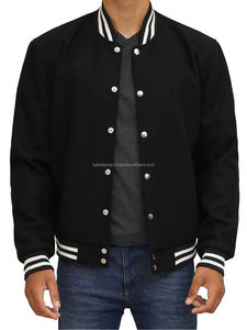 Veste universitaire Letterman en laine noire style baseball pour hommes avec broderie en chenille personnalisée - Product Image 6