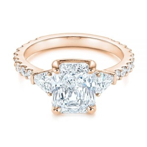 แหวนหมั้นเพชรสามชิ้น Moissanite,แหวนหมั้นเพชร Moissanite ตัดล้านล้าน VVS Moissanite ในแหวนทองแข็ง10K 3.50ct - Product Image 6