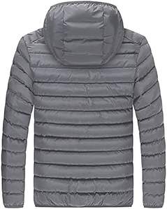Venta al por mayor de alta calidad de los hombres de invierno de color sólido Chaqueta de algodón-de manga larga, con capucha, cremallera, con bolsillos, diseño hinchado - Product Image 2