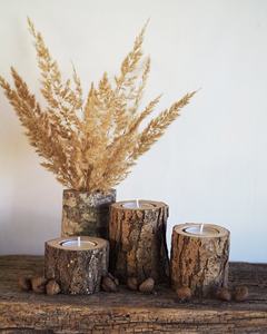 Ensemble personnalisé de 3 bougeoirs en bois pour bougies piliers Grand bougeoir décoratif vintage - Product Image 2