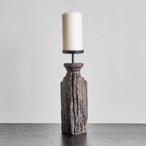 Bougeoir en bois vintage avec un design artisanal attrayant, parfait pour la décoration de la maison, centre de table et ambiance chaleureuse dans la pièce - Product Image 1