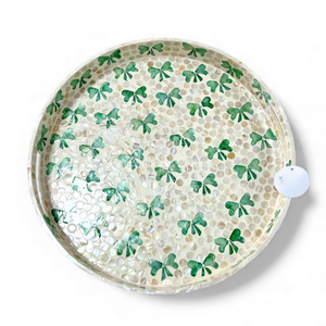Bandeja Redonda Verde de Nácar Hecha a Mano, Bandeja de Concha Natural para Eventos Especiales, Hecha Directamente en Vietnam - Product Image 3