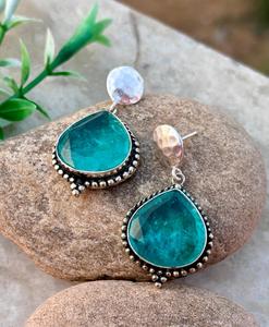 Boucles d'oreilles en argent Sterling 925 magnifiquement conçues bijoux en argent mignon Pariba pierre précieuse en cristal pour cadeau de fête de mariage pour elle - Product Image 2