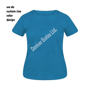 Mezcla de algodón azul Slim Fit Camiseta básica OEM en blanco liso camiseta niñas de gran tamaño estilo casual de talla grande característica hecha Bangladesh - Product Image 4