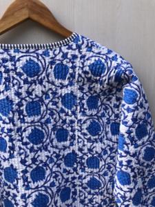 Chaqueta acolchada de algodón boho hecha a mano con estampado indio de loto para mujer, abrigo con estampado en bloques, fabricante al por mayor, lo mejor para ella. - Product Image 5