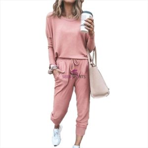 Pantalon de jogging ample en coton uni pour femme avec cordon de serrage à la taille, longueur cheville, poches latérales, tenue décontractée d'automne - Product Image 5