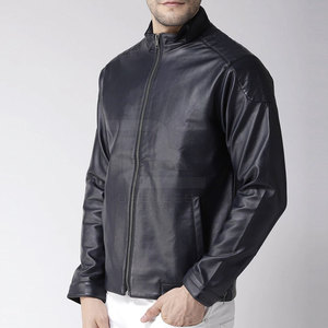 High Quality <b>Winter</b> <b>Leather</b> <b>Jacket</b> with Stand Collar and Front Logo Customized Design for Men - Product Image 3