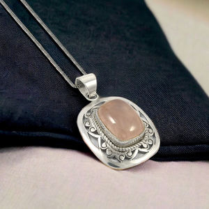925พลอยควอตซ์ธรรมชาติจี้รูปทรงหมอนสีเงินสเตอร์ลิงเครื่องประดับทำด้วยมือสไตล์โบฮีเมียนขายส่งราคาจำนวนมาก - Product Image 2