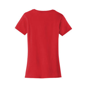 T-shirt classique pour femme, rouge uni, tissu doux, col rond, manches courtes, vêtement décontracté, haut tendance - Product Image 2