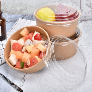 Leak-Proof White/ Brown Paper Salad Bowls <b>with</b> <b>Lids</b> - Disposable Custom Printed <b>Takeaway</b> Hot Food <b>Containers</b> - Product Image 5