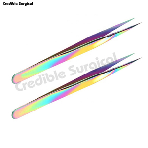 Pinzas profesionales de pestañas de acero inoxidable de alta calidad, embalaje personalizado, revestimiento multicolor, herramienta de belleza de fibra puntiaguda - Product Image 3