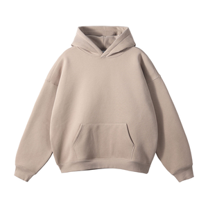 Hombres 100% algodón de alta calidad personalizado bordado sólido Streetwear Sudadera con capucha de gran tamaño Casual de talla grande personalizado Sudadera con capucha en blanco - Product Image 3