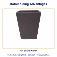 Moule de rotomoulage personnalisé OEM ODM pour jardinière carrée haute, fabrication interne sans frais de fraisage, pot de fleurs moderne pour jardin, directement de l'usine