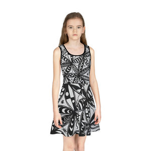 Orisun IV ragazze senza maniche prendisole (AOP) Casual festa dolce stile per 6-10 anni modello solido ODM vestito per bambini - Product Image 5
