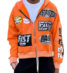 เสื้อครอปสำหรับผู้ชายเสื้อมีฮู้ดเก็บความร้อนผ้าเกล็ดปลาแบบมีซิปโอเวอร์ไซส์ - Product Image 6