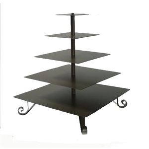 Support à gâteau décoratif de forme arrondie, support à gâteau à plusieurs niveaux, finition dorée, support à gâteau en métal pour fête d'anniversaire et d'anniversaire de mariage - Product Image 5