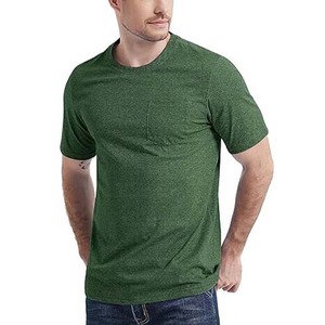 T-shirts verts unis pour hommes T-shirt 100% coton Logo personnalisé Design à manches courtes Vêtements pour hommes Col rond T-shirts respirants d'été - Product Image 3