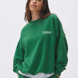 Women's High Quality Casual Solid Loose Fit Long Sleeve O-Neck Crop Top Printed Workout Cropped Pullover <b>Sweatshirt</b> for Winter - Product Image 3